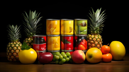 Canned fruits display,
