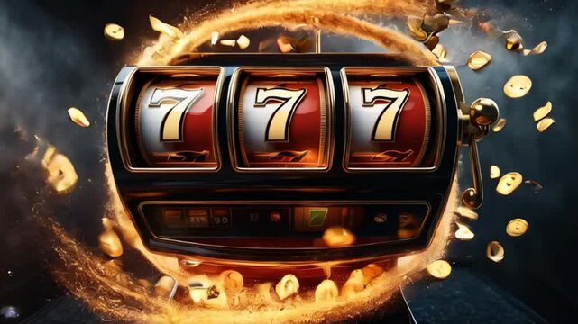 Slot machine 7 numbers and flying gold coins