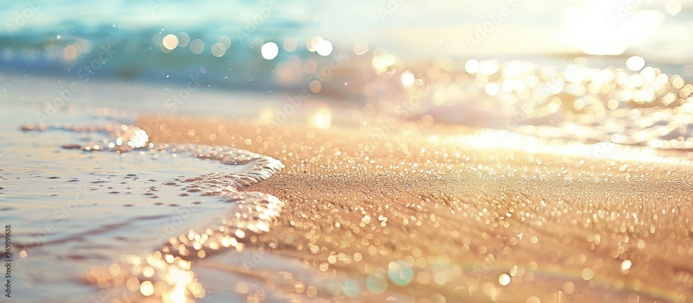 Aufkleber abstract blurred beach with bokeh sunlight reflecting on the sand texture background copy space for 
