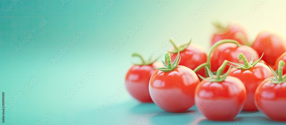 Leinwandbilder bright pastel background featuring red tomatoes studio photo. with copy space image. place for addin