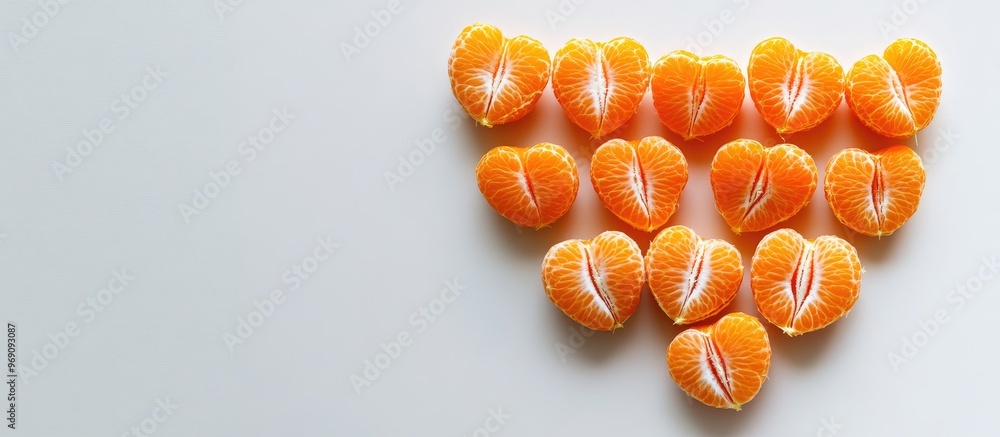 Aufkleber heart shaped mandarin oranges arranged on a white isolated background the idea of healthy nutrition 