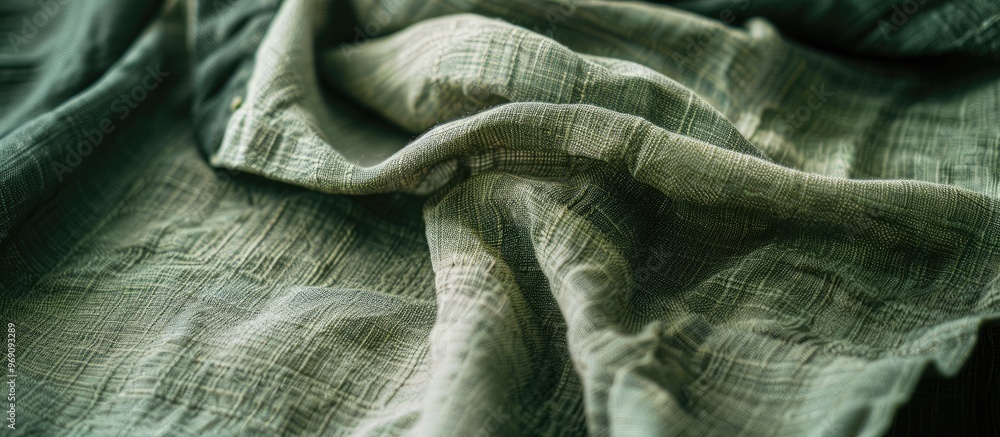 Poster close up of a section of a shirt made from hemp fabric casual men s shirt featuring a pattern wrinkl