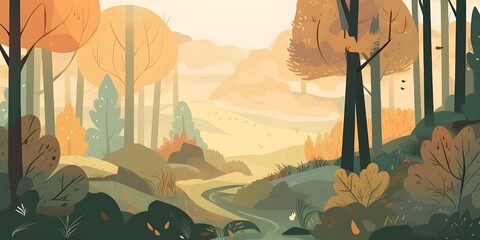 Serene Forest Valley in Autumn