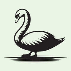 swan silhouette Logo Vector, swan silhouette simple vector, bird black vector