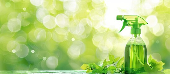 Professional cleaning product on a green background. with copy space image. Place for adding text or design