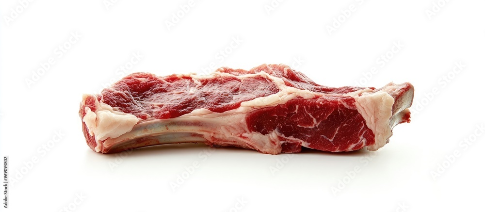 Poster raw leg of mutton on the bone against a white isolated background close up of sheep meat a fresh cut