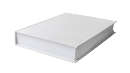 White hard cover book on transparent background