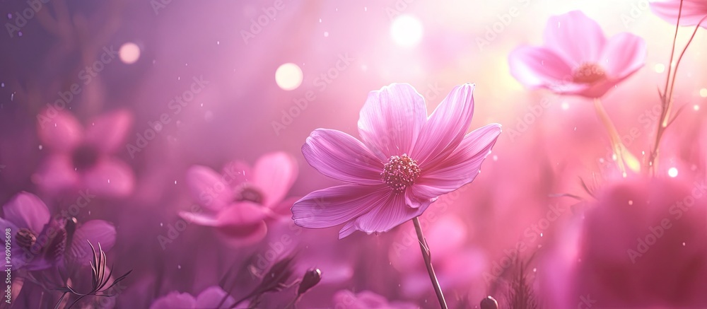 Fototapete cosmos flower backdrop. with copy space image. place for adding text or design