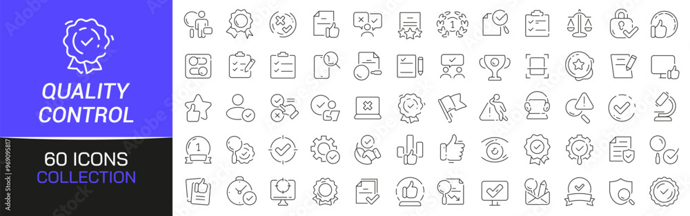 Fototapete quality control line icons collection. thin outline icons pack. ui icon collection. set of line web 