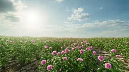 Obraz premium Planted rose farmland vegetation agriculture gardening with blue sky
