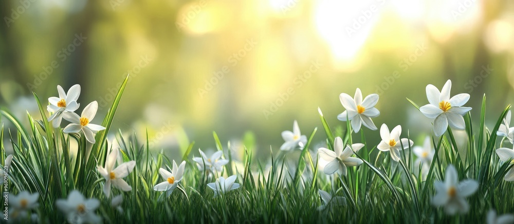 Fototapete spring flowers. with copy space image. place for adding text or design
