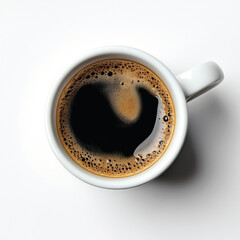 Close-up of Hot coffee latte with latte art milk foam in cup mug and laptop computer on wood desk office desk in coffee shop at the cafe,during business work concept
