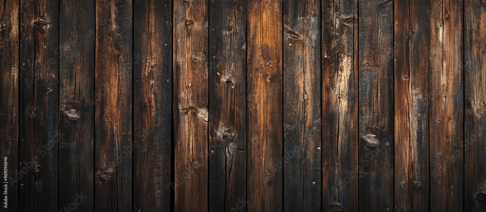 Aufkleber old brown rustic dark wooden texture panoramic wood background long banner. with copy space image. p