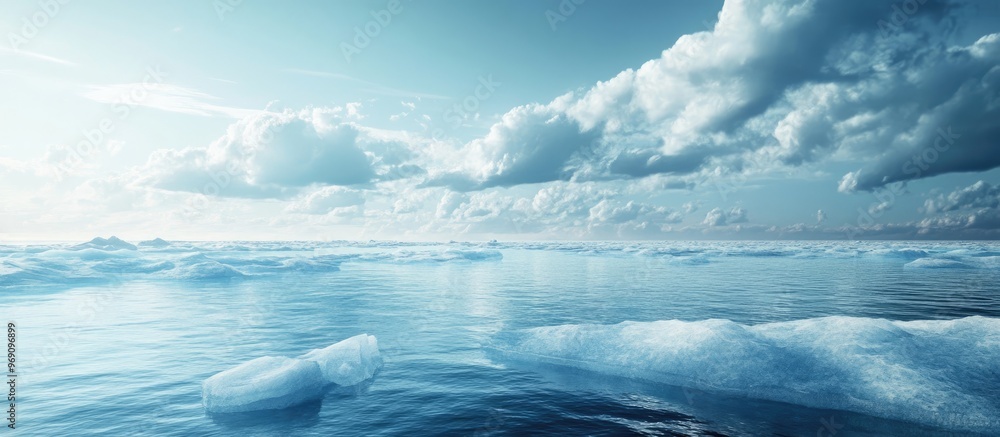 Poster Ice covering the lake s surface. with copy space image. Place for adding text or design