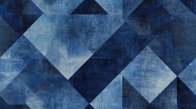 Denim inspired geometric canvas texture with seamless material Masculine blue jeans dyed pattern featuring faded indigo abstract design in a tile swatch