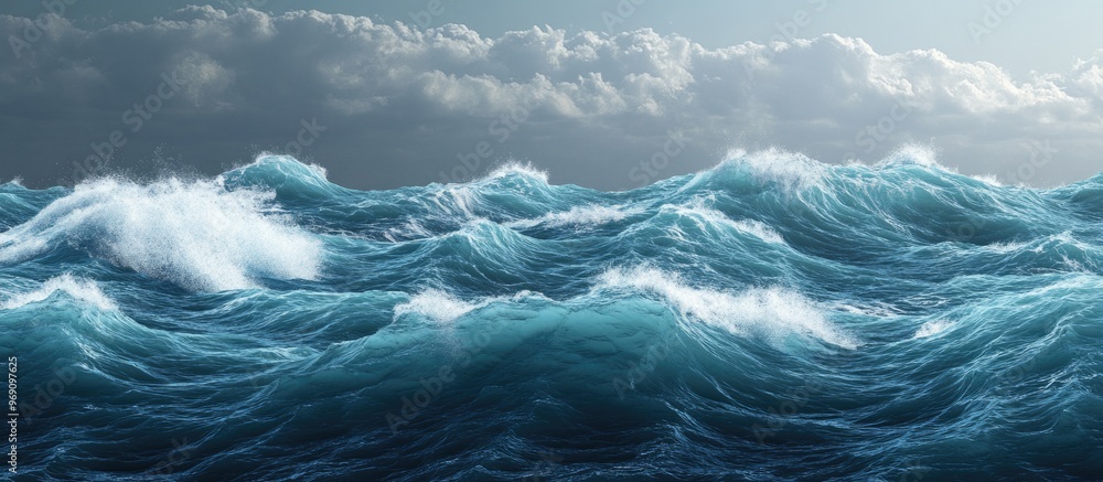 Aufkleber Low Contrast Ocean Wave Backdrop. with copy space image. Place for adding text or design