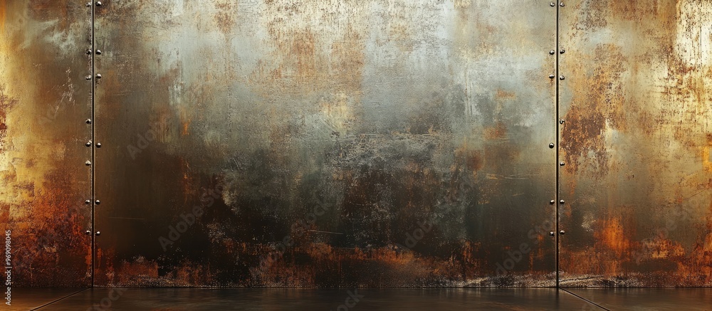 Poster aged stainless steel backdrop. with copy space image. place for adding text or design