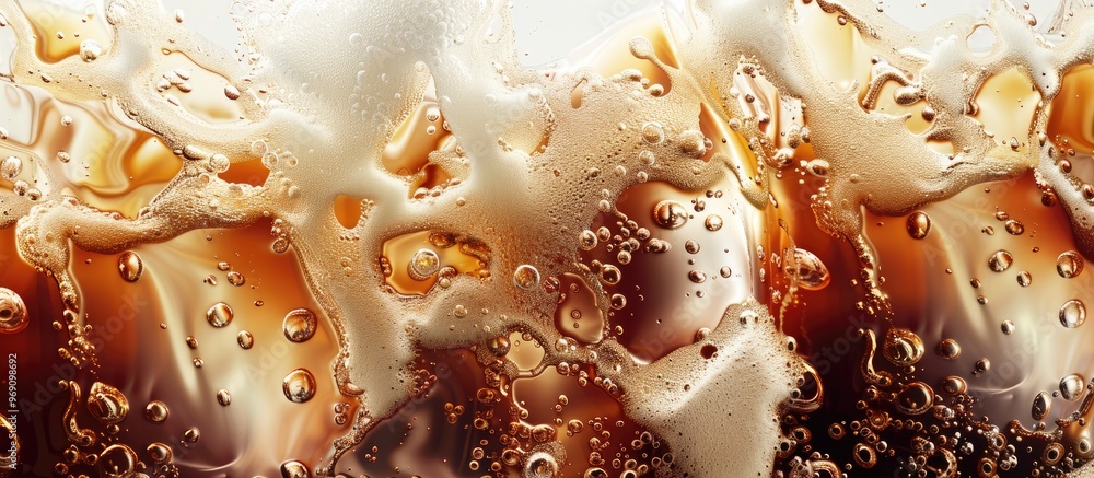 Poster Iced coffee texture and ice cold coffee. with copy space image. Place for adding text or design