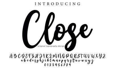 Close Font Stylish brush painted an uppercase vector letters, alphabet, typeface