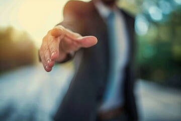 Pleased to make your acquaintance Cropped shot of a businessman extending his arm for a handshake