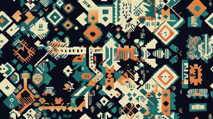 Aztec Inspired Rug Design Fresh Seasonal Mosaic Composition Seamless Green Classic Artwork Abstract Rose Themed Tile Blue Decorative Acrylic Carpet Aztec Inspired Rug Design