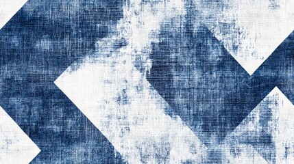 Denim blue and white tonal glitch geometric linen texture Seamless textile effect background Contemporary indigo dye pattern Beach inspired decor with rustic vintage washed geometric fabric tile