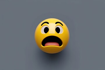 Fototapeta premium Three-Dimensional Dumbfounded Face Emoticon Expressing Astonishment and Surprise in Yellow