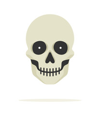 Spooky Halloween skull isolated on white background. Flat vector illustration