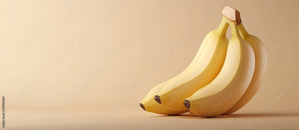 Aufkleber banana cluster on a beige gradient background copy space