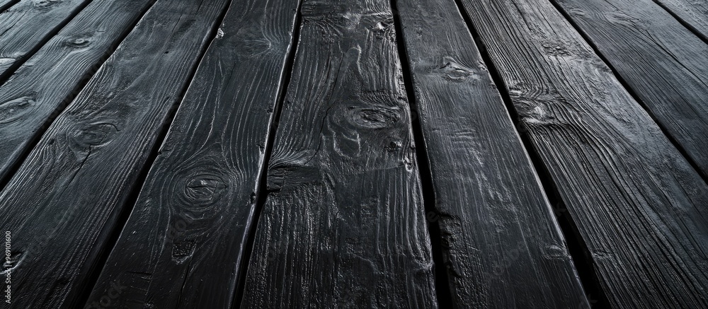 Aufkleber wooden table surface background of black boards. with copy space image. place for adding text or des