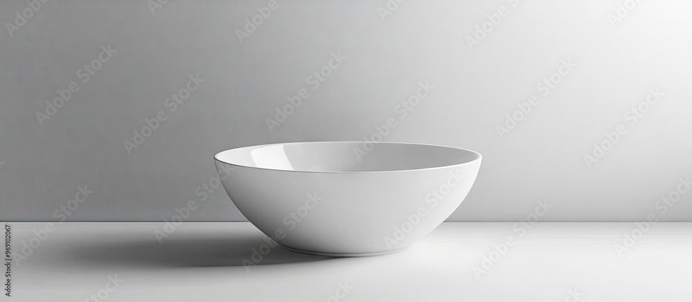 Aufkleber White bowl against a white backdrop Product photography with a white background. with copy space image. Place for adding text or design