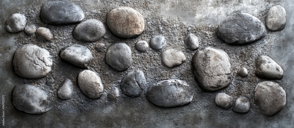 Aufkleber The wall has a texture made of cement combined with small stones. with copy space image. Place for adding text or design
