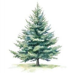 Fototapeta premium Watercolor evergreen tree illustration