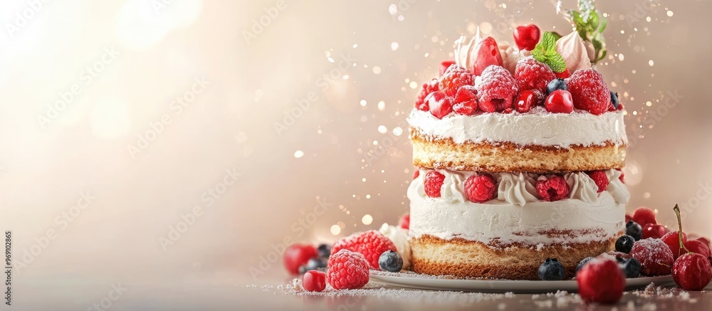 Poster cake and bakery tasty treats. with copy space image. place for adding text or design