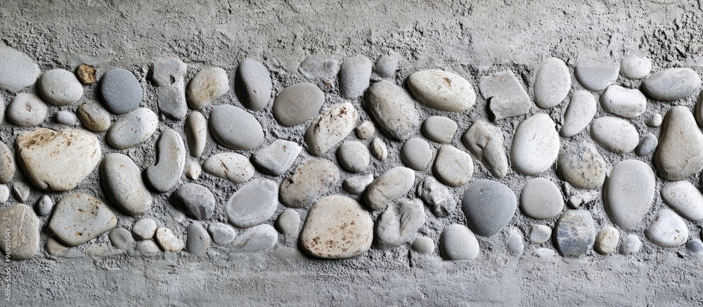 Poster The wall has a texture made of cement combined with small stones. with copy space image. Place for adding text or design