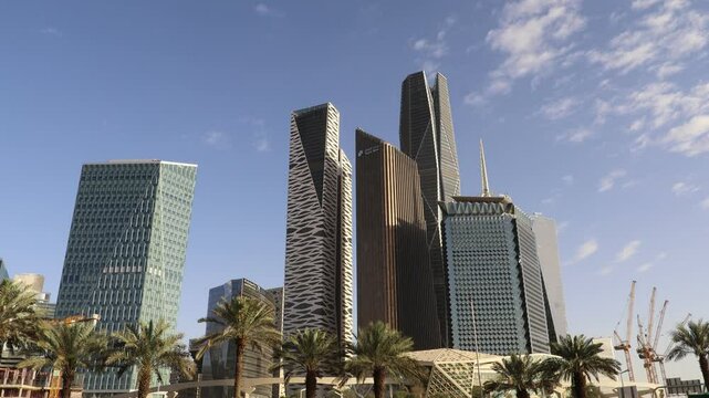 Riyadh, Saudi Arabia - Mar 25 2024, King Abdullah Financial District  , KAFD business towers 4K video