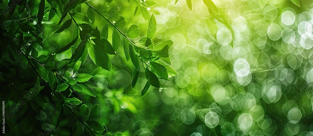 Poster abstract green background with bokeh effect. with copy space image. place for adding text or design
