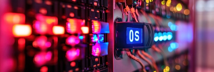 Server Rack with Digital Display Showing "05"