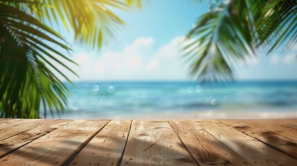 Summer Beach Wooden Tabletop Background