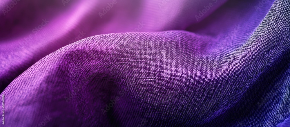 Aufkleber Close up of an abstract flat purple fabric pattern with high detail featuring textured backgrounds in partial focus and realistic light reflections. with copy space image