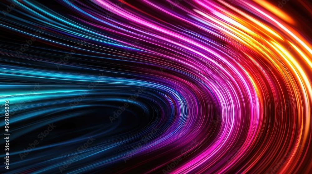 Poster vibrant abstract lines with glowing colors create a dynamic, energetic background for design and cre