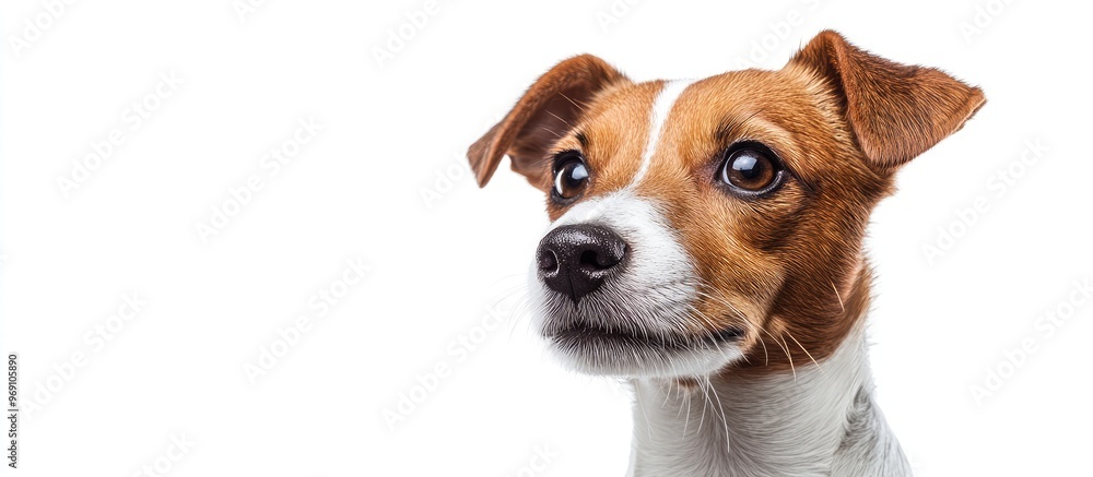 Poster Jack Russell Terrier set against a white background. with copy space image. Place for adding text or design