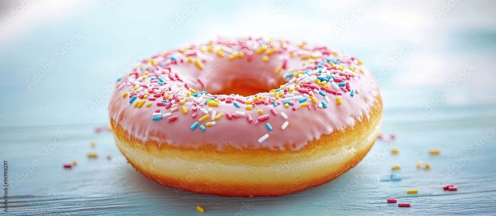 Aufkleber A donut with peanut sprinkles in shallow focus. with copy space image. Place for adding text or design