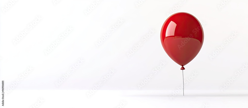 Poster Red helium balloon for birthdays and celebrations isolated on a white background. with copy space image. Place for adding text or design