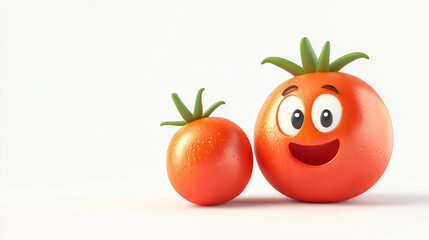 Funny tomatoes cartoon on white background