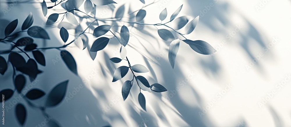 Leinwandbilder Blurry shadows of tree leaves on a light gray background. with copy space image. Place for adding text or design