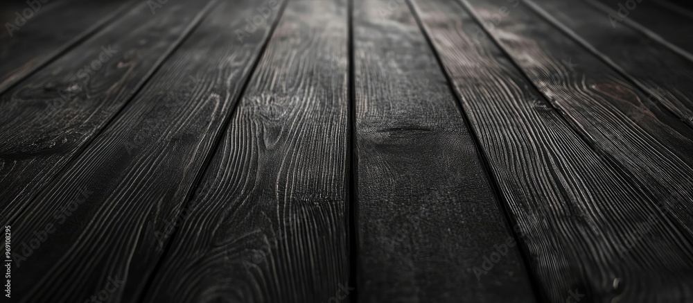 Leinwandbilder wooden table surface background of black boards. with copy space image. Place for adding text or design