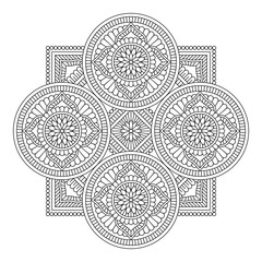 Luxury square mandala background in vector. Decorative element for coloring pages, invitation, brochure, card, logo, cover, banner