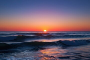 Obraz premium Stunning Sunset over Soft Waves with Color Gradient and Isolated Background