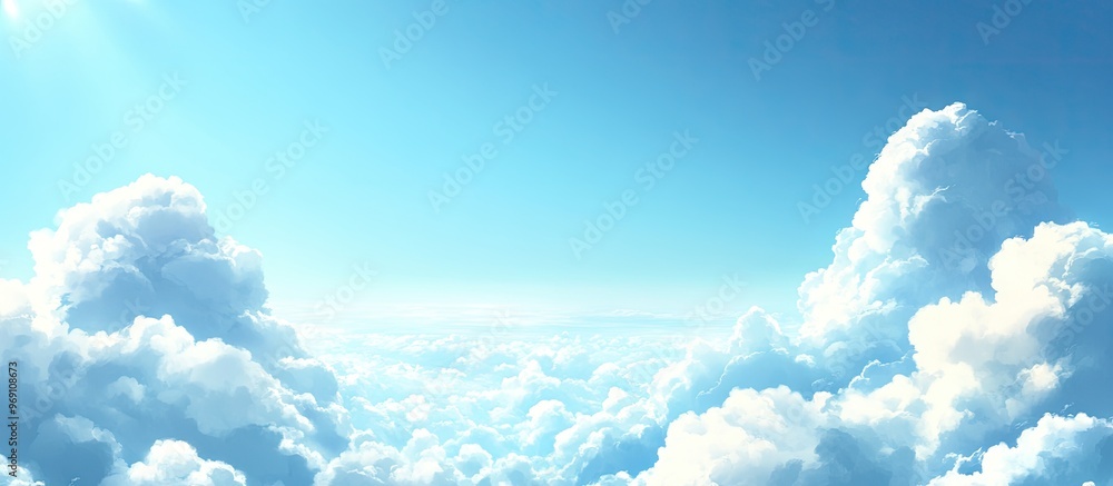 Aufkleber beautiful clouds and a blue sky with a copyspace area for background nature composition